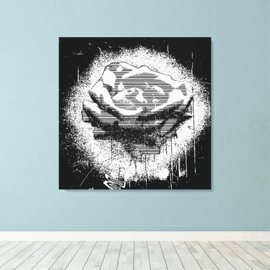 Black and White Rose Fine Art Canvas Afdruk (Insitu (Houten vloer))