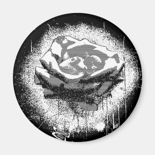 Black and White Rose Fine Art Magneet (Voorkant)