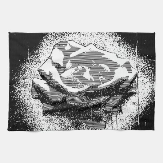Black and White Rose Fine Art Theedoek (Horizontaal)