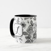 Black and White Rose Pattern Mok (Voorkant links)