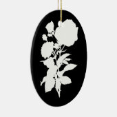 Black and White Rose Silhouette Keramisch Ornament (Rechts)