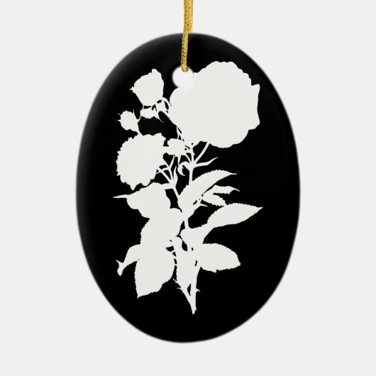 Black and White Rose Silhouette Keramisch Ornament (Voorkant)