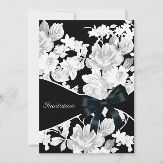 Black and White Rose Verjaardagsfeest Kaart (Voorkant)