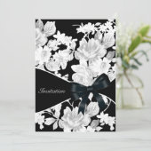 Black and White Rose Verjaardagsfeest Kaart (Staand voorkant)