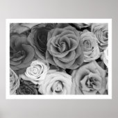 Black and White Roses Pattern Groot Poster (Voorkant)