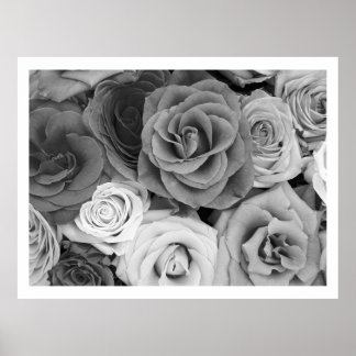 Black and White Roses Pattern Groot Poster