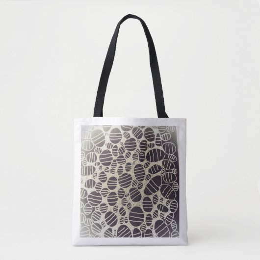 Black and white round abstract art design tote bag (Voorkant)