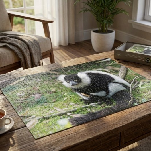 Black and White Ruffed Lemur: Wildlife Photography Legpuzzel