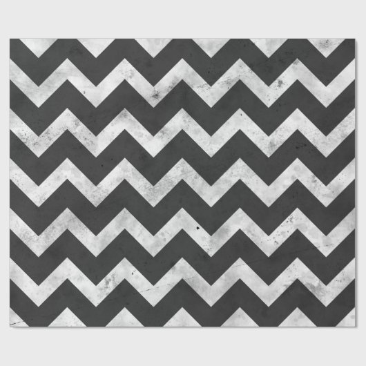 Black and white Rustic Chevron pattern Cadeaupapier (Vlak)