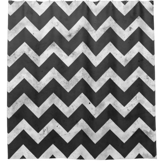 Black and white Rustic Chevron pattern Douchegordijn (Voorkant)