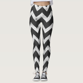 Black and white Rustic Chevron pattern Leggings