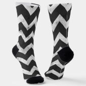 Black and white Rustic Chevron pattern Sokken (Gebogen)