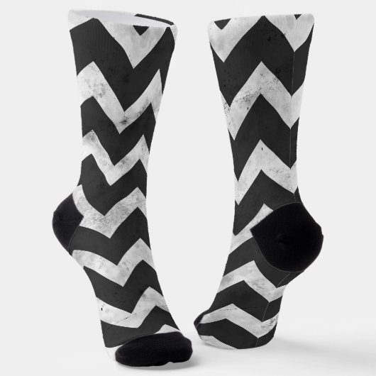 Black and white Rustic Chevron pattern Sokken (Gebogen)