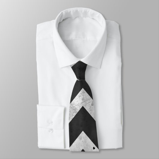 Black and white Rustic Chevron pattern Stropdas (Gebonden)