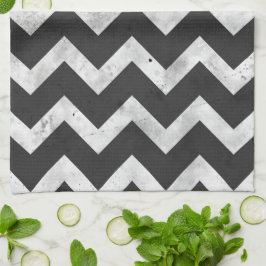 Black and white Rustic Chevron pattern Theedoek