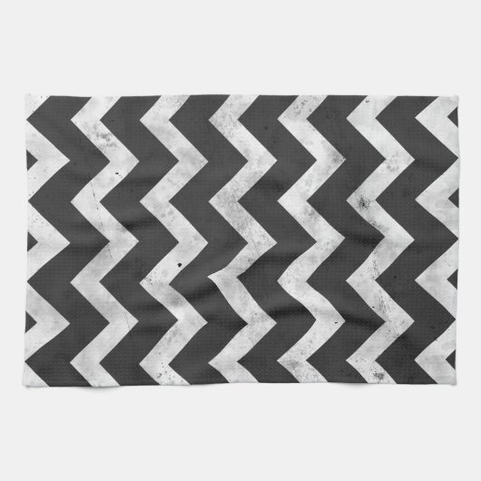 Black and white Rustic Chevron pattern Theedoek (Horizontaal)