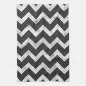 Black and white Rustic Chevron pattern Theedoek (Verticaal)