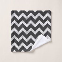 Black and white Rustic Chevron pattern Washandje