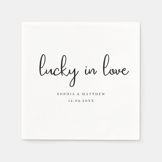 Black and White Rustic Lucky in Love Servet (Voorkant)