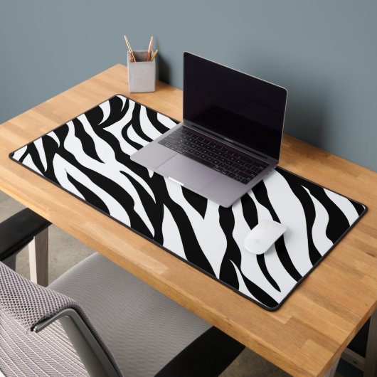 Black and White Safari Zebra Animal Print Desk Mat (Kantoor 2)