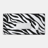 Black and White Safari Zebra Animal Print Desk Mat (Keyboard & Muis)