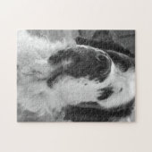 Black and white Saint Bernard dog Legpuzzel (Horizontaal)