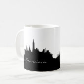 Black and White San Francisco Skyline Koffiemok (Voorkant links)