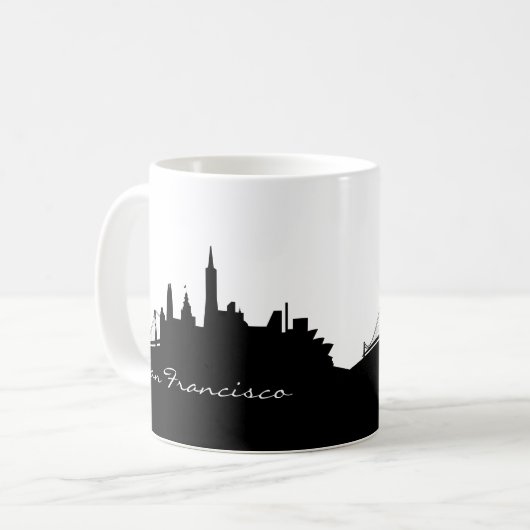 Black and White San Francisco Skyline Koffiemok (Voorkant links)