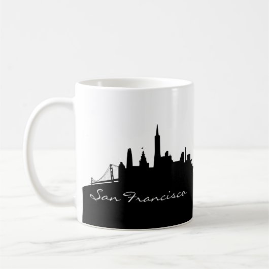 Black and White San Francisco Skyline Koffiemok (Links)