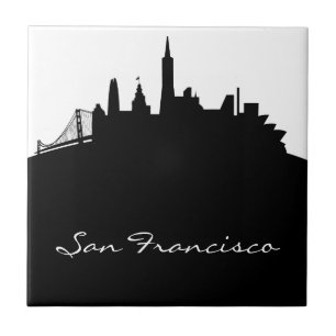 Black and White San Francisco Skyline Tegeltje