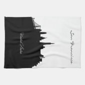 Black and White San Francisco Skyline Theedoek (Horizontaal)