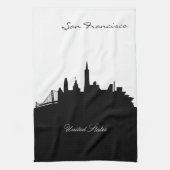 Black and White San Francisco Skyline Theedoek (Verticaal)