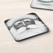 Black and White Santa Claus  Bier Onderzetter (Linkerzijde)