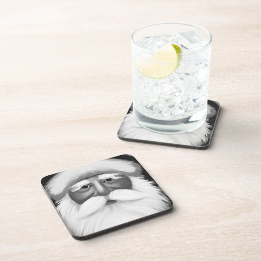 Black and White Santa Claus  Bier Onderzetter (Rechterzijde)