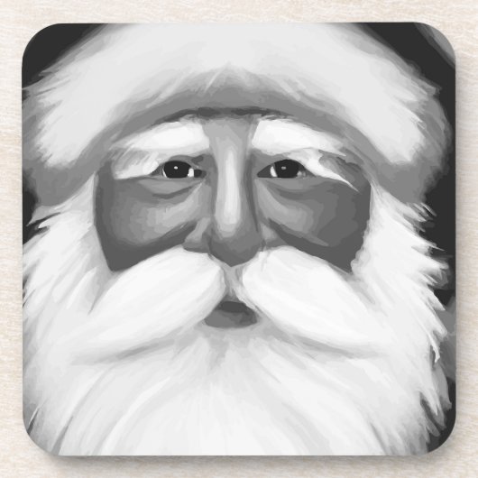 Black and White Santa Claus  Bier Onderzetter (Voorkant)