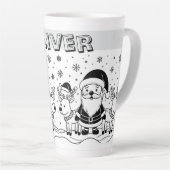 Black and White Santa Claus with Reindeers Latte Mok (Rechterhoek)