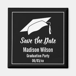 Black and White Save the Date Graduparty Magneet