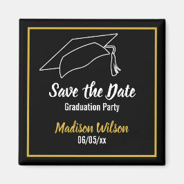 Black and White Save the Date Graduparty Magneet