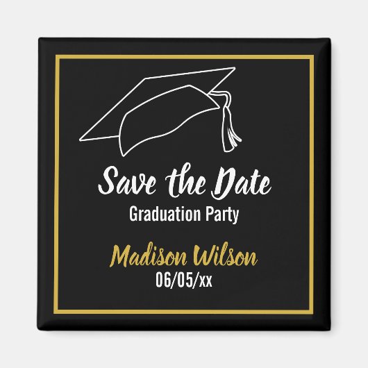 Black and White Save the Date Graduparty Magneet (Voorkant)