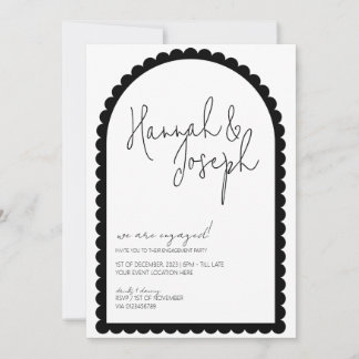 Black and White Scallop Edge Arch Verlovingsfeest Kaart