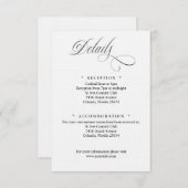 Black and White Script Details Enclosure Card Informatiekaartje (Voorkant / Achterkant)