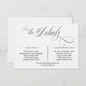 Black and White Script Details Enclosure Card Informatiekaartje (Voorkant / Achterkant)