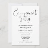 Black and White Script Engagement Party Kaart (Voorkant)