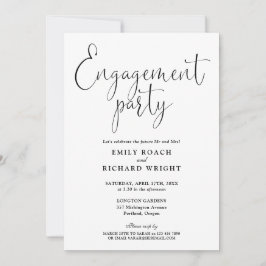 Black and White Script Engagement Party Kaart