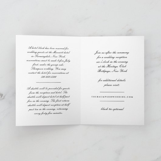 Black and White Script Folded Wedding Invitation (Binnen)