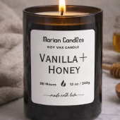 Black and white Script Personalized Candle Label