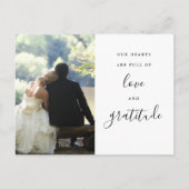 Black and White Script Photo Weddenschap Bedankt Briefkaart (Voorkant)