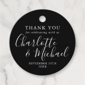 Black and White Script Weddenschap Bedankt Bedankjes Labels (Voorkant)