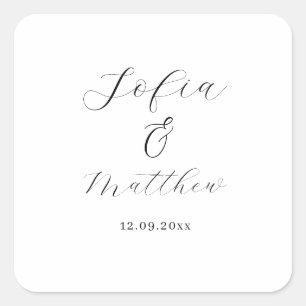 Black and White Script Weddenschap bedankt Vierkante Sticker