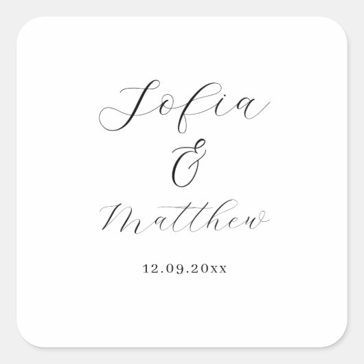 Black and White Script Weddenschap bedankt Vierkante Sticker (Voorkant)